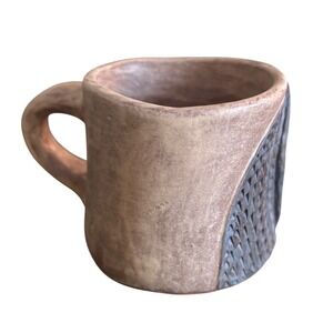 Studio Pottery | Handmade Rustic Brown Textured Ceramic Mug | Signed 2014 | 3"